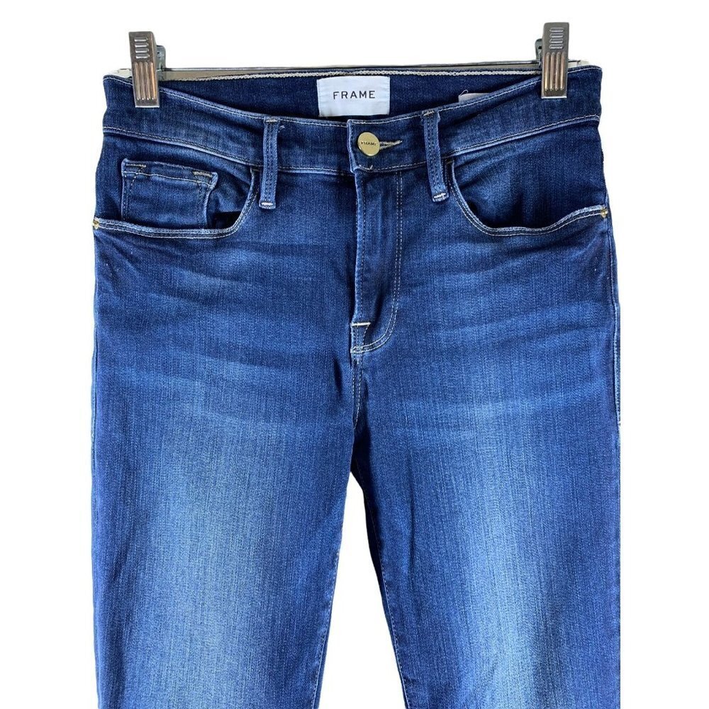 FRAME Le Skinny de Jeanne Dark Wash Denim Crop Jeans Size 28 - Picture 3 of 8